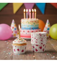 Beyaz Cupcake Kapsülü Üstü Kalpli 50'li - Kek ve Cupcake Sunum Kapsülü