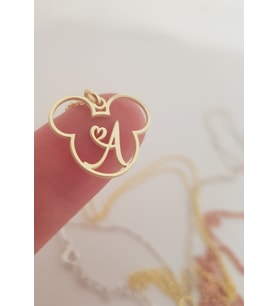 Kişiye Özel 925 Ayar Gümüş Mickey Mouse Harf Kolye