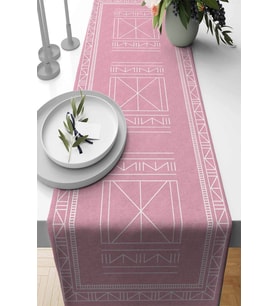 Pembe Etnik Desenli Premium Masa Örtüsü Runner RNR429