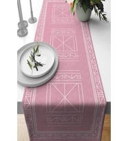 Pembe Etnik Desenli Premium Masa Örtüsü Runner RNR429