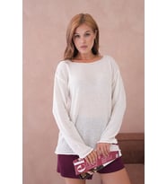 Kadın Kemik Basic Oversize Kayık Yaka Dokulu Triko Kazak 8529sw