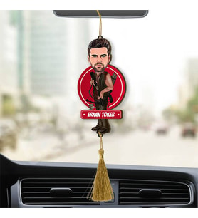 Kişiye Özel Okçu Karikatürlü Ahşap Dikiz Ayna Araba Süsü