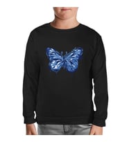 Beautiful Blue Butterfly Siyah Çocuk Sweatshirt