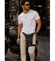 Bagacar Erkek Motosiklet Bacak Çantası Çok Bölmeli Ayarlanabilir Bel ve Bacak Askılı 25x21x7 cm
