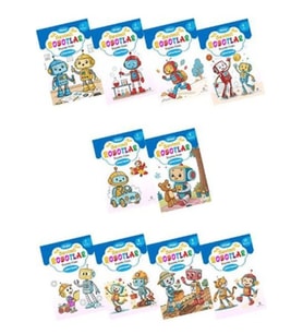 Sevimli Robotlar Boyoma Kitabı Çıkartmalı (10 Set)