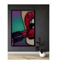 Çerçeve Görünümlü Dekoratif Ahşap Kare Pop Art Dudaklar Tablosu Ev/Ofis/İşyeri Tablo