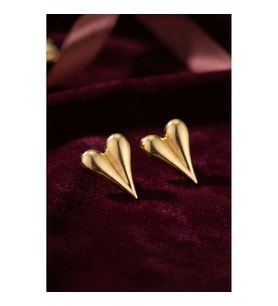 Mey İthalat® 316L Çelik Gold Renk Kalp Model Küpe