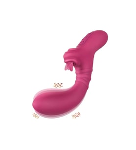 TONGUE TEASE Eğri G-Spot Uyarıcı ve Klitoris Uyarıcı 2 in 1 Hareketli Dil Vibratör