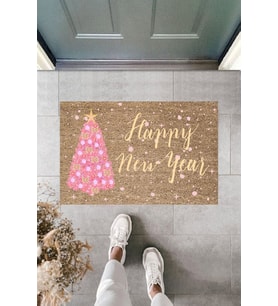 Dormot Modern Baskı - Happy New Year 6 - Karşılama Kapı Önü Paspası (Bej)