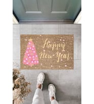Dormot Modern Baskı - Happy New Year 6 - Karşılama Kapı Önü Paspası (Bej)