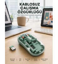 Çift Mod Bağlantılı Kablosuz Mouse Bluetooth ve USB Alıcılı Yeni Nesil