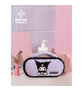 Kuromi Peluş Kalem Kutusu Üstten Tutmalı Geniş Kapasiteli Makyaj Çantası Mor