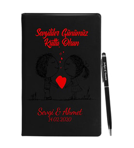 Sevgililer Gününe Özel Siyah Defter Kalem Seti 19