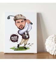Golf Sever Erkek Karikatürlü Kanvas Tablo