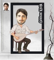 Kişiye Özel 3D  Ahşap Tablo Saz Çalan Adam 30x40 -1
