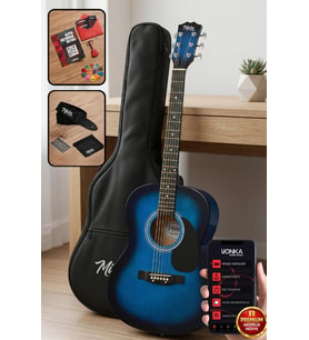Midex RG-530BL Kaliteli Mavi 40 İnç Akustik Gitar Seti 4/4 Yetişkin