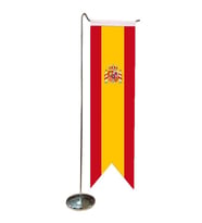 Masa Üstü Kırlangıç İspanya Bayrağı + Krom L Direk Masa Bayrak Seti