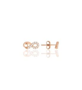 Gümüş rose zirkon taşlı kalp sonsuzluk küpe SGTL11842ROSE