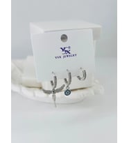Zirkon Taşlı Üçlü Kombin Küpe - Kp00394