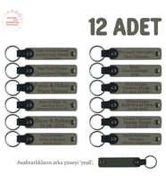 Kül Gri & Yeşil, Sınıf Öğretmeninden Özel Mesajlı Karne Hatırası Anahtarlık 12’li Set, Minikler İçin