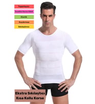 Yeni Ürün Bel Göğüs Dik Duruş Jinekomasti Toparlayıcı Erkek Extra Göbek Sıkılaştırıcı Korse Atlet (Beyaz)