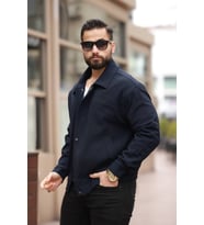 Unisex Yeni Sezon Kapitone Dolgulu Oversize Vintage (Lacivert)