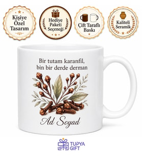 Karanfil Baharatı Temalı Baskılı Kupa Bardak Özel Tasarım Hediye