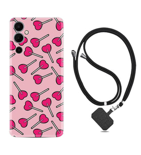 Tecno Pova 4 Kılıf Resimli Boyun Askılı İpli Desenli Silikon Heart Lollipop 1414