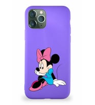Apple iPhone 11 Pro Soft Premier Kapak Minnie Mouse-E Tasarımlı Silikon Kılıf - Mor (Şeffaf)