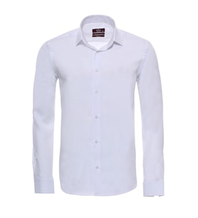 Beyaz Kendinden Desenli Uzun Kol Slim Fit Gömlek - Wessi