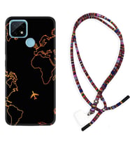 Realme C11 C21 C21Y C25Y C11 2021 Kılıf Boyun Asklı Rasta Silikon Harita ve Uçak 1777