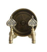 FKN İkili Hamam Taslı Desenli Perlatörlü Antik Osmanlı Musluk (Antik Altın)
