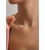 925 Ayar Gümüş Gold Kaplama 666 Melek Numarası Kolye