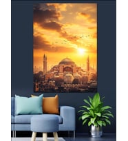 İstanbul Sultanahmet Camii Gün Batımı Dekoratif Kanvas - Mdf Ahşap Tablo