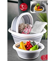 3'lü Set Katlanır Leğen Kova Çeyiz Seti