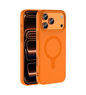 iPhone 18 Pro Max Kılıf M-Safe Şarj Özellikli Aris Silikon Kılıf Turuncu