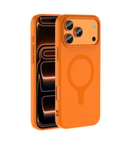 iPhone 18 Pro Max Kılıf M-Safe Şarj Özellikli Aris Silikon Kılıf Turuncu