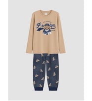 LCW Kids Bej Baskılı Erkek Çocuk Pijama Takım