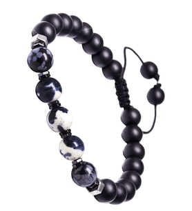 Oniks Taşı Zebra Jasper Ve Obsidyen Bileklik (Çok Renkli)