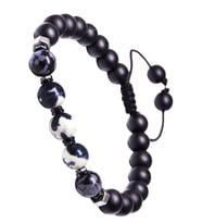 Oniks Taşı Zebra Jasper Ve Obsidyen Bileklik (Çok Renkli)