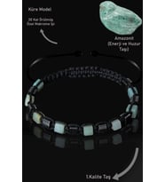 Sertifikalı Küp Model Terahertz - Amazonit Taşı Bileklik - Ayarlamalı (Çok Renkli)