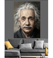 Albert Einstein Siyah Beyaz Portre Dekoratif Kanvas - Mdf Ahşap Tablo