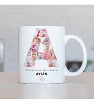 Kişiye Özel Kız Bebeğe Özel Harf Kupa Bardak