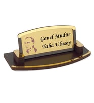 Kişiye Özel Atatürk Tasarımlı  Masa Üstü Ahşap Masa Üstü İsimlik