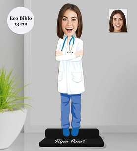 Kişiye Özel Doktor Kadın Ahşap Eco Biblo -6