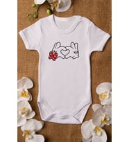 I Love You Organik Baskılı %100 Pamuklu Beyaz