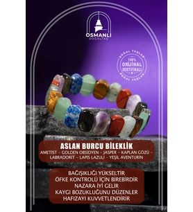 Aslan Burcu Bileklik Ametist, Golden Obsidyen, Jasper, Kaplan Gözü, Labradorit, Lapis Lazuli, Yeşil