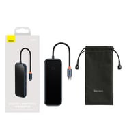 Baseus AcmeJoy Serisi 4 in 1 Çevirici Dönüştürücü HUB USB-C to 3xUSB 3.0 + USB-C PD (Siyah)
