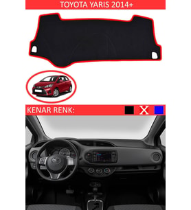 Toyota Yaris 2014 + Için Uygun Torpido Koruma Halısı Siyah Kenar Renk Kırmızı