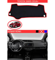 Toyota Yaris 2014 + Için Uygun Torpido Koruma Halısı Siyah Kenar Renk Kırmızı